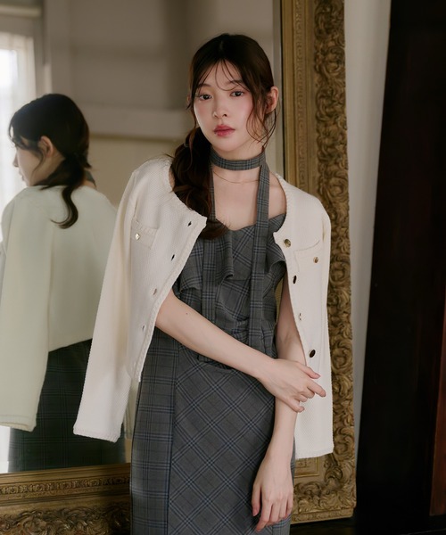 fupel ワンピース frill check cami onepiece / フリルチェックキャミ