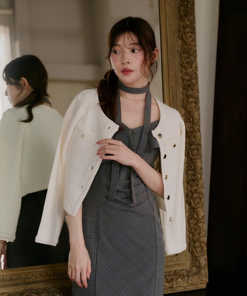 fupel ワンピース frill check cami onepiece / フリルチェックキャミ