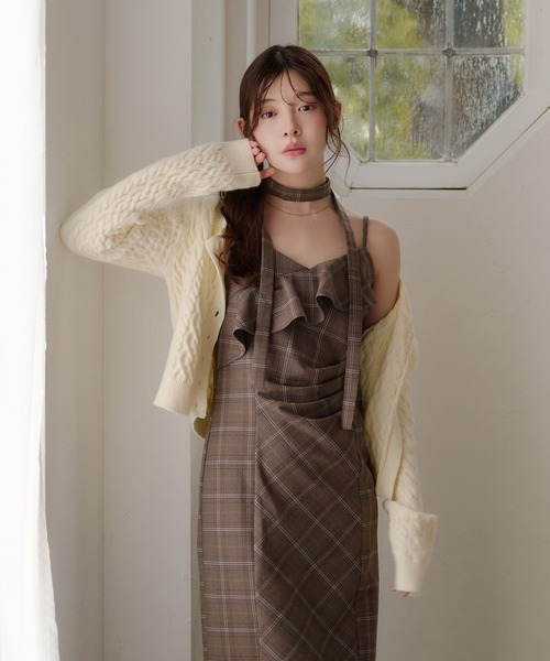 fupel ワンピース frill check cami onepiece / フリルチェックキャミ