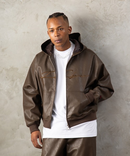 FUBU（フブ） 革ジャン ライダース M'S FAUX LEATHER ZIP HOODIE
