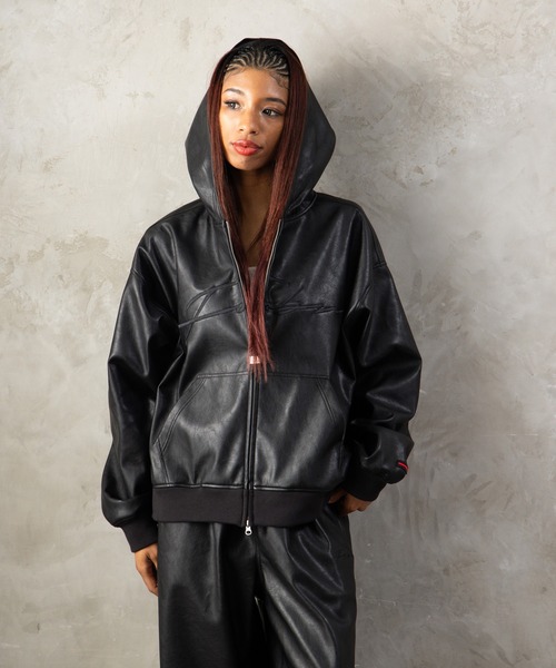 FUBU（フブ） 革ジャン ライダース M'S FAUX LEATHER ZIP HOODIE