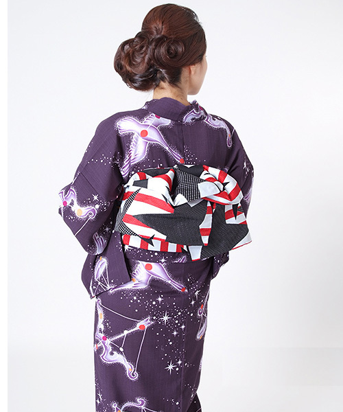KIMONOMACHI 浴衣 女性浴衣単品 紫紺色 星 レディース
