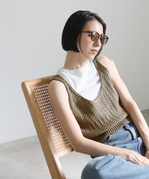 TAN ニットビスチェ TAN（タン）の「【TAN(タン)】チェックイブキャミ/ニットビスチェ 19AW