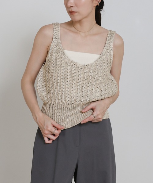 TAN × UNUSED タン ニット キャミソール ベスト ビスチェ select MOCA（セレクトモカ） ベスト ジレ サマーニットビスチェ