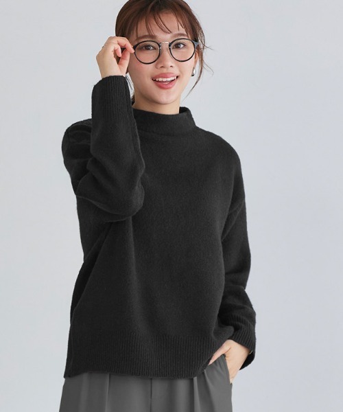 430/フォーサーティー/PW KNIT SWEATER/ニットセーター/BLACK