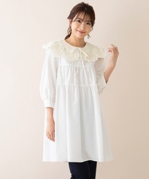 新品 ローズティアラ ティアード切替ショート丈ワンピースチュニック 42XL 新品 ローズティアラ ティアード切替ショート丈ワンピース