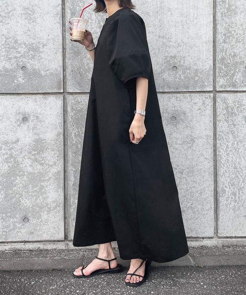 美品 ビアズリー 袖ボリューム スキッパーワンピース テラコッタ