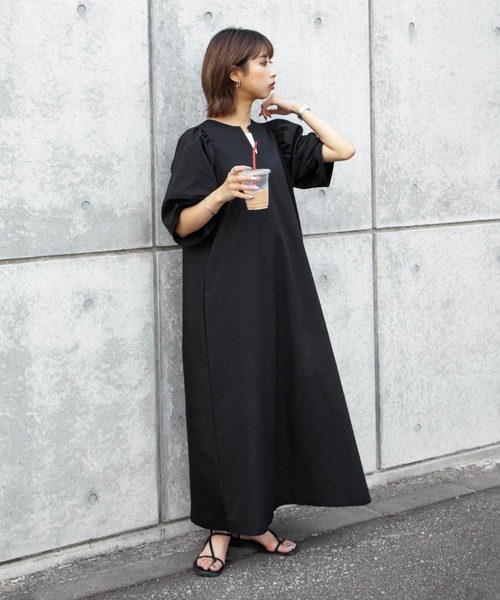 ワンピース ボリューム袖スキッパーワンピース : ZOZOTOWN Yahoo!店