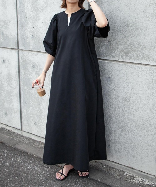 ワンピース ボリューム袖スキッパーワンピース : ZOZOTOWN Yahoo!店