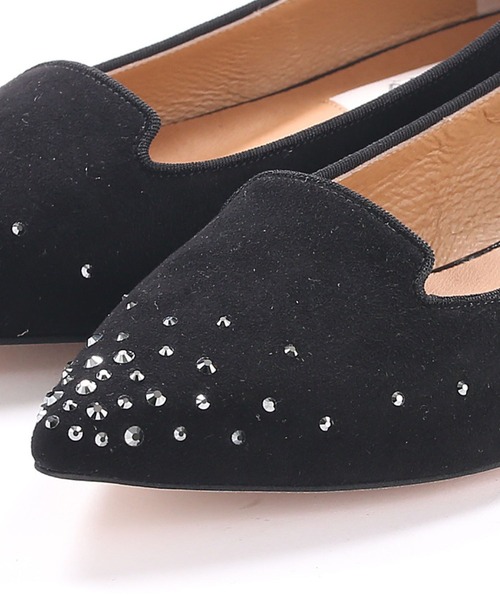 ALUNE パンプス トゥ先ビジュー付きフラットパンプス : ZOZOTOWN Yahoo
