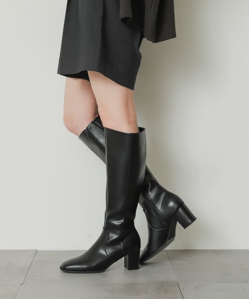 【極美品】theory セオリー サイドゴア ロングブーツ 黒 37 SENSE OF PLACE by URBAN RESEARCH ブーツ ヒールロングブーツ