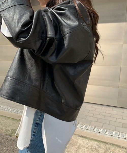 LACーVERT コート アウター スタンドカラーフェイクレザージャケット