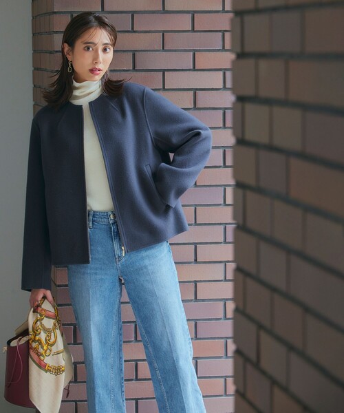 【新品未使用】雨のリュウグウ ウール100％ タートルネック厚手ニット ネイビー ニジュウサンク 23区 【洗える】ウーステッドウール リブ