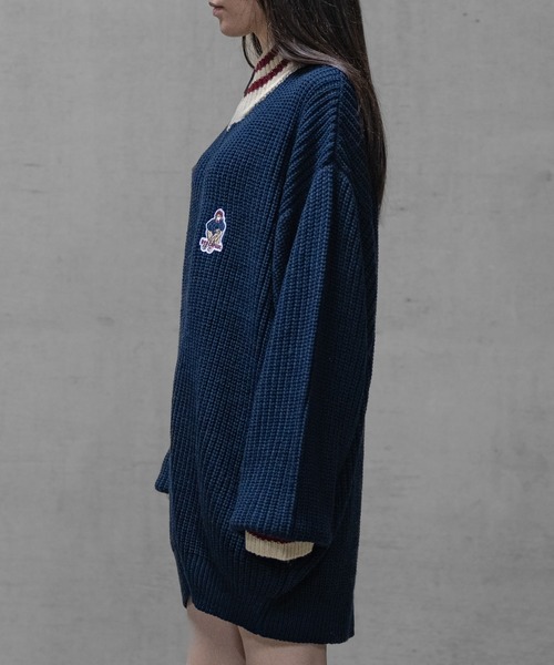ニット セーター 「a-r」「Red Cap Girl/レッドキャップガール」リブ編み ワッペン付き ドライバーズニット レディース メンズ RED CAP GIRL ニット セーター 「a-r」「Red Cap Girl/レッド