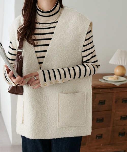 【美品/即完売品】マチャット machatt ウールベスト ジレ ベージュ F マチャット ウールベスト ジレ ベスト ピンクベージュ フリー