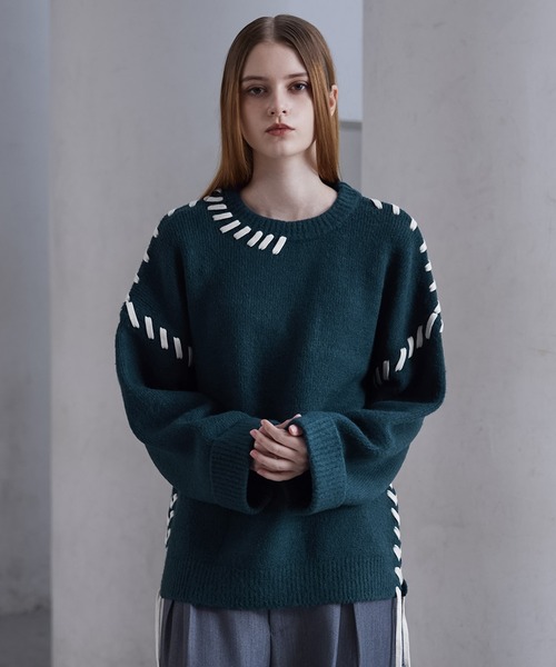 CLEL（クレイル） セーター ニット 「CLEL」Hand Stitching Side Lace