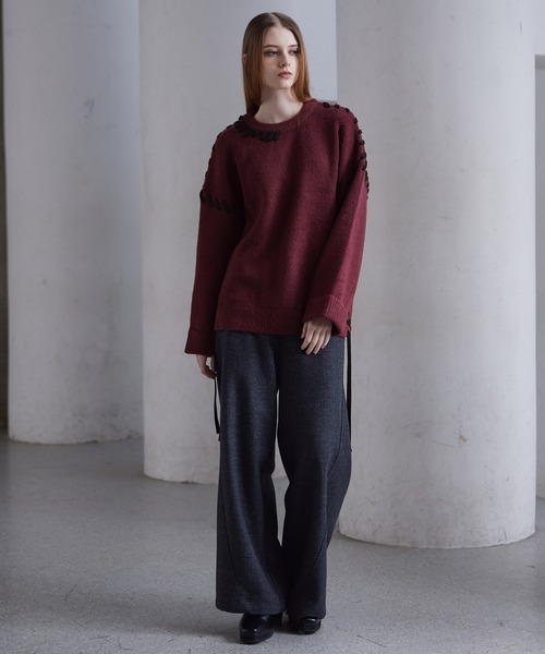 CLEL（クレイル） セーター ニット 「CLEL」Hand Stitching Side Lace