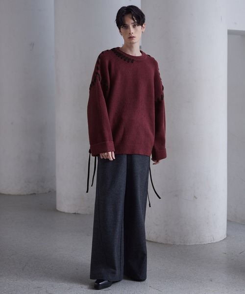 CLEL（クレイル） セーター ニット 「CLEL」Hand Stitching Side Lace