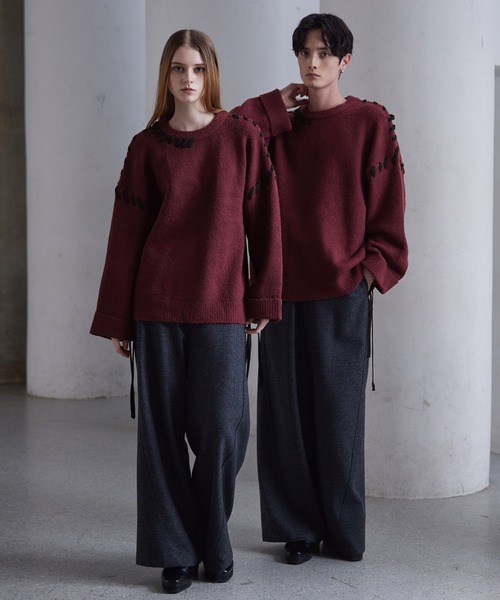 CLEL（クレイル） セーター ニット 「CLEL」Hand Stitching Side Lace 