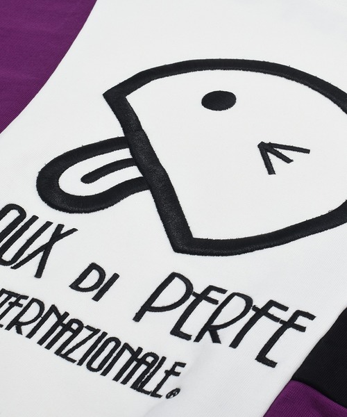 トレーナー スウェット 「ROUXDI PERFE ルゥディパフィー」袖切替ベーマーク入り刺繍トレーナー レディース メンズ Felt Maglietta トレーナー スウェット 「ROUXDI PERFE ルゥディ