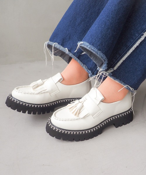 byあしながおじさん ローファー 軽量｜厚底キルトタッセルローファー