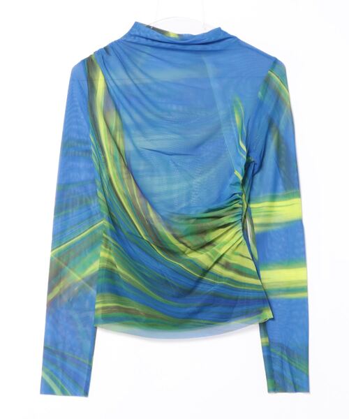 tシャツ 波模様 チュール ギャザーTシャツ レディース Desigual tシャツ 波模様 チュール ギャザーTシャツ レディース