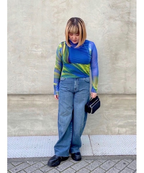 tシャツ 波模様 チュール ギャザーTシャツ レディース Desigual tシャツ 波模様 チュール ギャザーTシャツ レディース