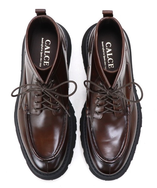 ブーツ 「CALCE」スペイン製 本革デッキシューズデザインショート  