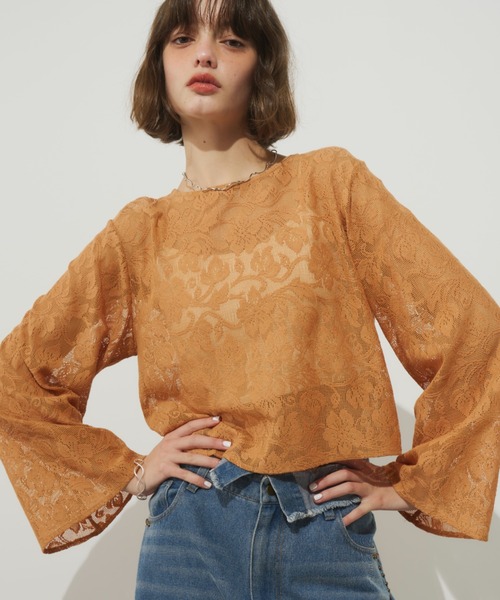 ブラウス シャツ 「2WAY仕様」クロシェレース2WAYトップス レディース セール】《2WAY仕様》クロシェレース2WAYトップス（シャツ