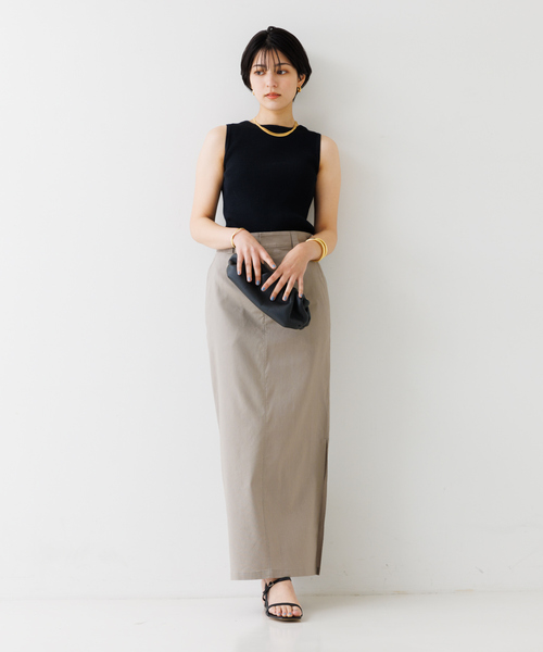 Rouge vif Anna（ルージュヴィフアンナ） スカート 麻混サイドスリット