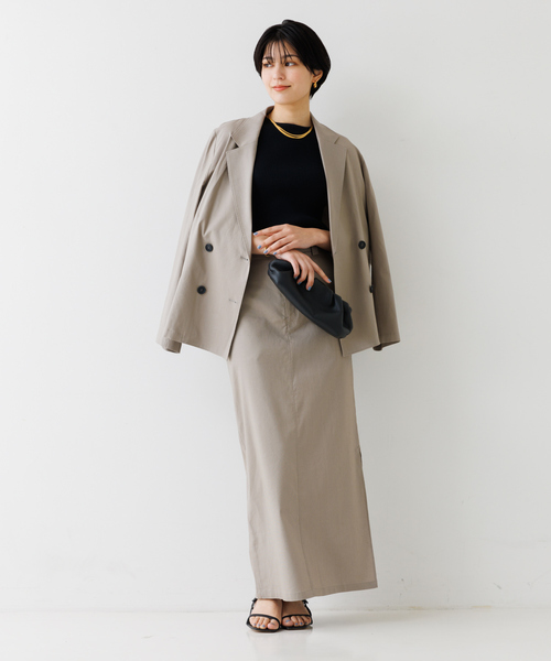 Rouge vif Anna（ルージュヴィフアンナ） スカート 麻混サイドスリット