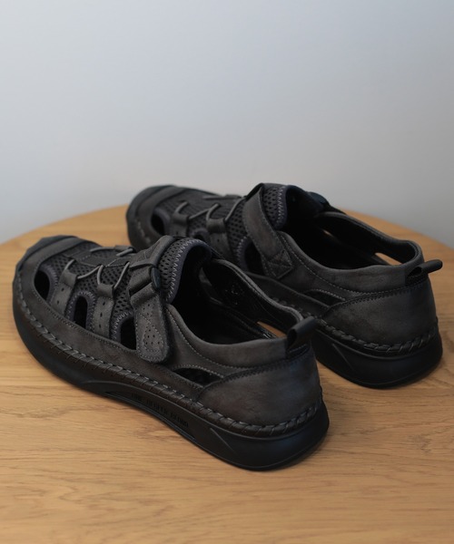 shoes365 サンダル 「shoes365」メッシュ＆レザー アウトドアサンダル