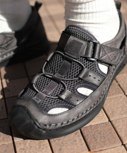 shoes365 サンダル 「shoes365」メッシュ＆レザー アウトドアサンダル