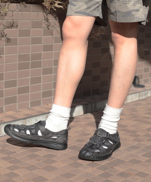 shoes365 サンダル 「shoes365」メッシュ＆レザー アウトドアサンダル