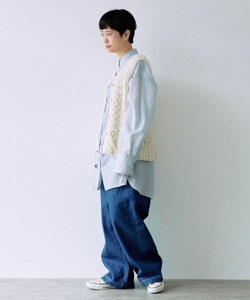 yuni ベスト ジレ ネパールハンドニットペプラムベスト 1701KN004242