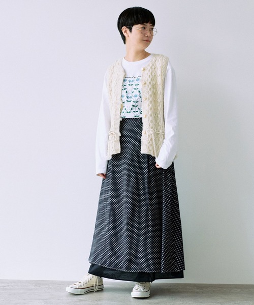 ベスト ジレ 「別注」ネパールハンドニットペプラムベスト　1701KN004242 レディース yuni ベスト ジレ 「別注」ネパールハンドニットペプラムベスト