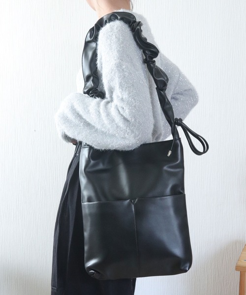 韓国スタイル エコレザー バッグ 2way トート ショルダー earth_eco_loco トートバッグ 2way レディース 本革 キャンバス