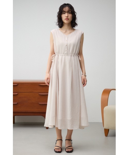 【Massimo dutti】ほつれ加工入りノースリーブワンピース AZUL BY MOUSSY ワンピース ウエスト切替袖ギャザーノースリーブ