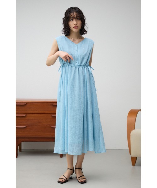 【Massimo dutti】ほつれ加工入りノースリーブワンピース AZUL BY MOUSSY ワンピース ウエスト切替袖ギャザーノースリーブ