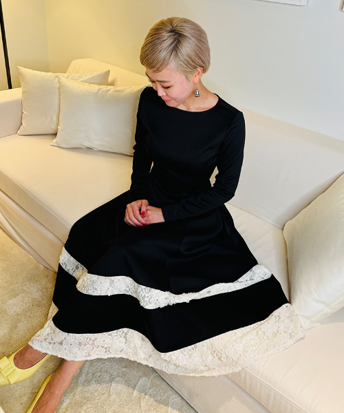 ワンピース レース切り替えカットソーワンピース : ZOZOTOWN Yahoo!店