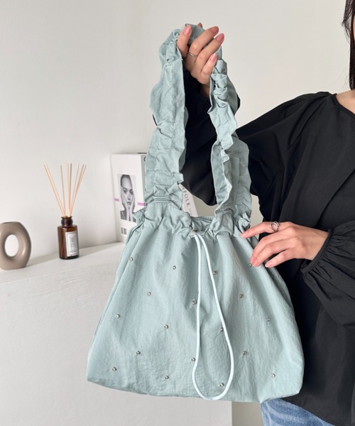 CLEA トートバッグ 「A4サイズ対応」ビジューフリルトートバッグ