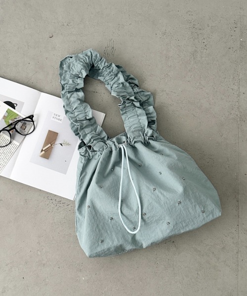 CLEA トートバッグ 「A4サイズ対応」ビジューフリルトートバッグ