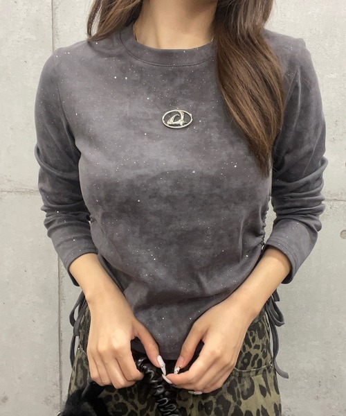 Roger&Raw（ロジャーアンドロウ） tシャツ プレート付ショート丈ラメ 