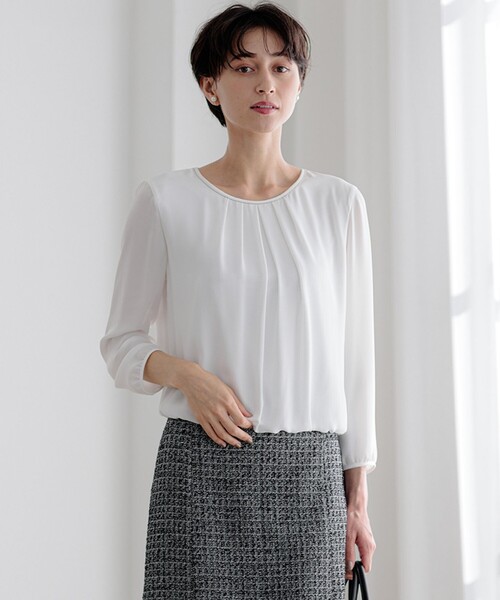 tシャツ 「洗える」シルキーデシン ボールチェーン カットソー レディース