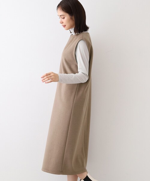 INDIVI ワンピース 「日本製」ヘアリーキーネックジャンパー