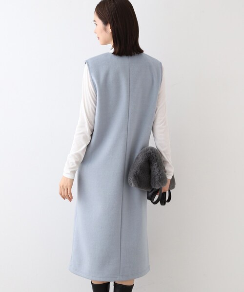 値下げ　新品　INDIVI グレー　ワンピース　サイズ36 INDIVI ワンピース 「日本製」ヘアリーキーネックジャンパー