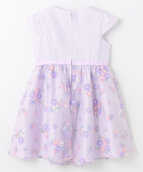 花柄刺繍 半袖ワンピース 薄紫 ANY（エニィ） ワンピース フラワー刺繍ワンピース キッズ 子供服