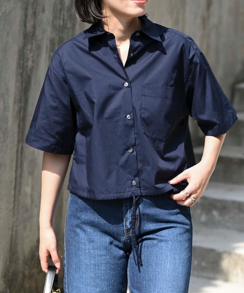 ＆HALF ブラウス シャツ コットンショートブラウス（コットン100%，綿