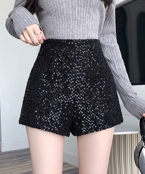 shopnikoniko（ショップにこにこ） パンツ スパンコール ハイウエスト