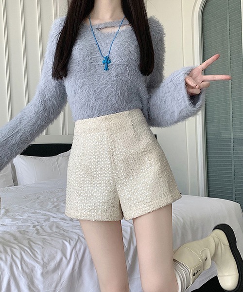shopnikoniko（ショップにこにこ） パンツ スパンコール ハイウエスト